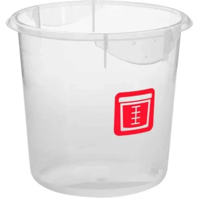 Afbeelding van Ronde voedselcontainer 3,8 ltr Rauw Vlees, Rubbermaid, model: VB 232516, 12 stuks per verpakking, transparant, rood