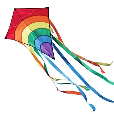 Afbeelding van CIM Vlieger voor kinderen Rainbow Eddy Red Dimense: 65cm x 72cm Eenlijner inclusief Vliegersnoer vliegerkoord vanaf 3 jaar