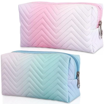 Afbeelding van Cosmetische tas met kleurverloop Draagbaar en waterdicht Set van 2 Blauw