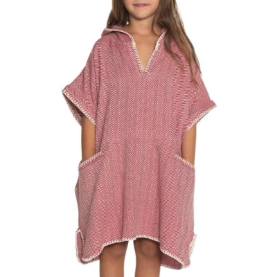 Afbeelding van Strandponcho ZigZag Bordeaux van Lalay maat 2 3 jaar t/m 10 11