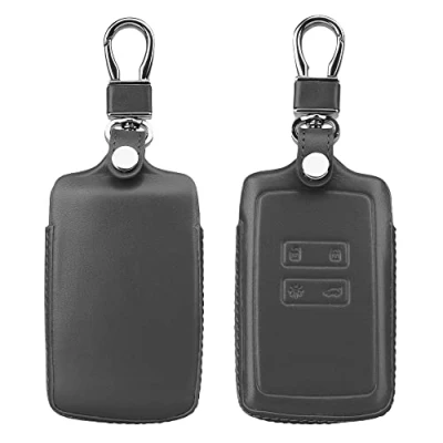 Afbeelding van kwmobile autosleutelhoes geschikt voor Renault 4 knops Smartkey autosleutel (alleen Keyless Go) Hoesje in donkergrijs Leren hoes