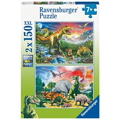 Afbeelding van RAVENSBURGER PUZZLE 80563 dinosaurussen, 2 x 150 stukjes puzzel voor kinderen vanaf 7 jaar