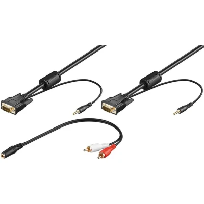 Afbeelding van Delock VGA Beeldscherm Kabel met Audio aansluitkabel 2 m Zwart