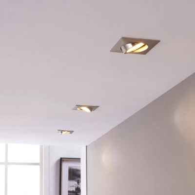 Afbeelding van Lindby LED downlight 3 lichts Kunststof, glas, metaal H: 2.8 cm mat nikkel, transparant Inclusief lichtbronnen