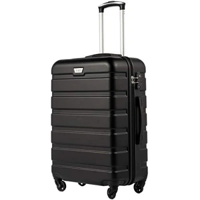 Afbeelding van COOLIFE Reiskoffer hardshell Koffer Medium bagage Lichtgewicht Handbagage incl. TSA slot trolley rolkoffer 4 wielen ABS harde schaal (Zwart, 67cm 60L)