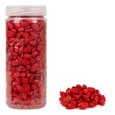 Afbeelding van HEKU Grote decoratieve stenen (9 13 mm) in rood, ca. 750 g, veelzijdig inzetbaar, praktisch verpakt, ideaal voor decoratie en knutselprojecten