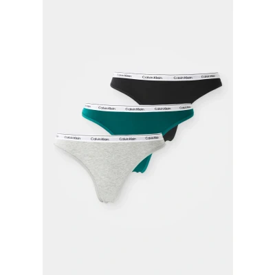 Afbeelding van Calvin Klein Underwear Thong Modern LOGO 3 PACK String, Dames, Maat: Large, Black/grey heather/turf