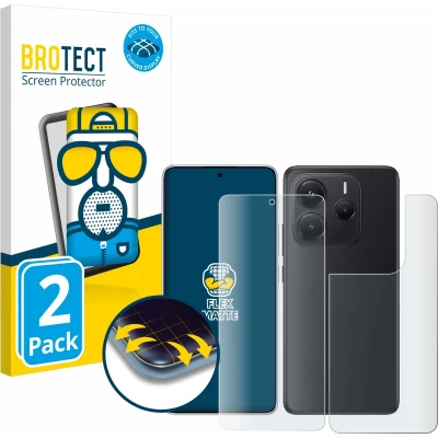 Afbeelding van BROTECT Screenprotector voor Xiaomi Redmi Note 14 (Voor+Achter) Folie Beschermfolie matte volledig dekking (2 Stuks)