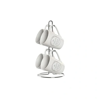 Afbeelding van Set van Kopje met Schotel DKD Home Decor Metaal Wit 300 ml Keramiek Tegel