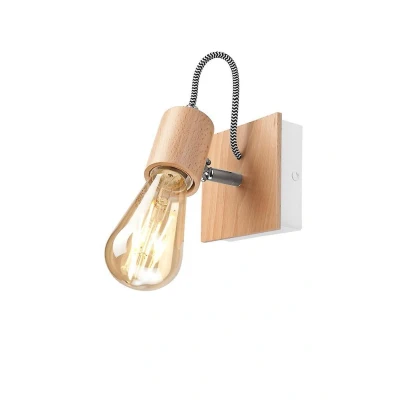 Afbeelding van Lamkur Wandlamp Loki, 1 fitting, hout licht/wit