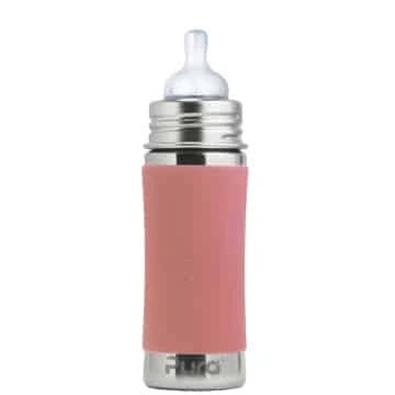 Afbeelding van Pura Speenfles 325 ml Plasticvrij Drinkfles Voorkomt Maagkrampen Vaatwasserbestendig Inclusief Siliconen Speen, Reisdop en Sleeve Top is Verwisselbaar Veelzijdig Rose