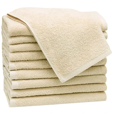Afbeelding van ZOLLNER set van 10 gastendoekjes katoen, 30x50 cm, beige, 420 gsm