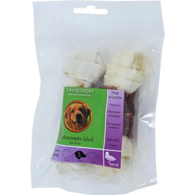 Afbeelding van Natuurlijke Snack kluif geknoopt plus eend 14 cm zak a 2st Gebr de boon