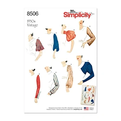 Afbeelding van Simplicity Patroon 8506 A (10 12 14 16 18 20 22) Misses&#039; vintage set mouwen, papier, wit, 22 x 15 1 cm