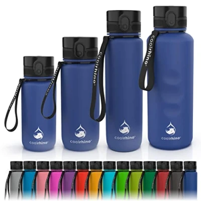 Afbeelding van coolrhino Drinkfles Sport Water Bidon Waterfles 650ml / 1l 1,5L met Tijdmarkering Lekvrij Fitness Outdoor Hardlopen BPA Vrij Herbruikbaar Duurzaam en Milievriendelijk (Marineblauw, 1000ml)