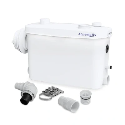 Afbeelding van Aquamatix Hefsysteem 400W Broyeur Hefinstallatie sanitair afvalwaterpomp 100 l/min 3 inlaten voor wandhangende toiletten 6,5 m verticale transportafstand met koolstoffilter