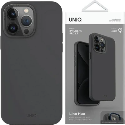 Afbeelding van UNIQ Lino Hue iPhone 15 Pro 6.1 hoesje Magclick Charging grijs/antraciet