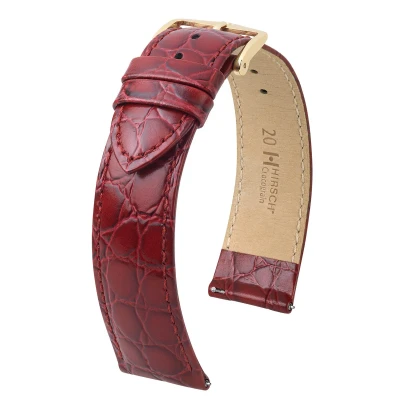 Afbeelding van Hirsh Horlogeband Crocograin Wijnrood Leer 14mm