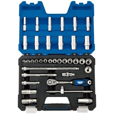 Afbeelding van Draper 16449 3 8 inch vierkant aandrijfmetrisch stopcontact 36 delige set