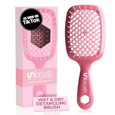 Afbeelding van FHI HEAT Unbrush Wet &amp; Dry Geventileerde Ontwarrende Haarborstel, Roze Donkerroze