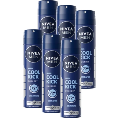 Afbeelding van 6x Nivea Cool Kick Deospray 150ml kopen? Nu in de aanbieding bij Voordelig