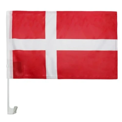 Afbeelding van Denemarken Autovlag 45x30 cm Deense 30 x 45 Banier 18x12 INCHES HIGH QUALITY PLASTIC STICK AZ FLAG