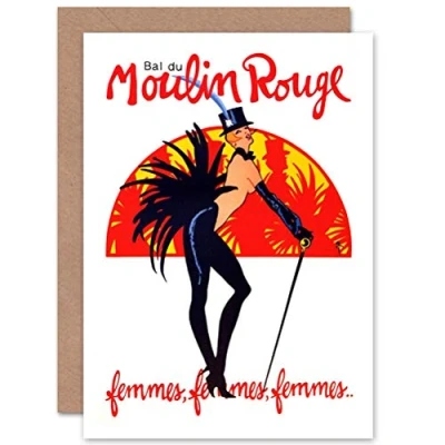Afbeelding van Wee Blue Coo THEATRE STAGE BURLESQUE MOULIN ROUGE BAL VENUE PARIJS GROETEN KAART