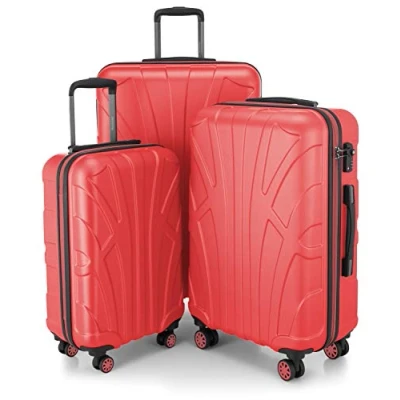 Afbeelding van Suitline 3er Koffer Set Trolley Rollkoffer Hartschalen Reisekoffer, TSA, (55 cm, 66 76 cm), 100% ABS, Matt, Korall