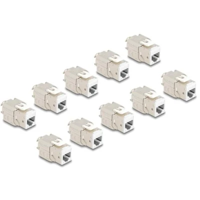 Afbeelding van Delock Keystone Modul RJ45 Buchse zu LSA Cat.6A werkzeugfrei weiß Set