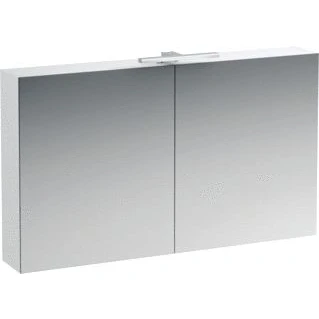 Afbeelding van Laufen base spiegelkast met 2 deuren led verlichting 120x70x18cm glanswit h4029021102611