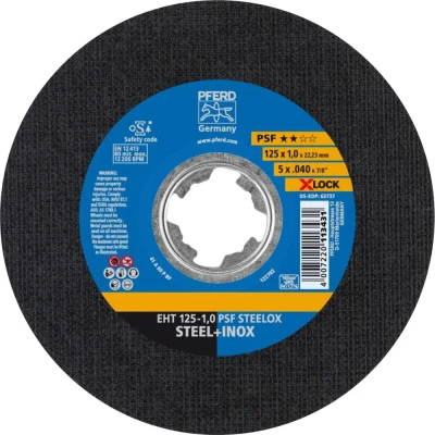 Afbeelding van PFERD Slijpschijf, 25 stuks, 125 X 1,0 mm, recht, LOCK (22,23 mm), PSF STEELOX, 61721101 voor snelle en comfortabele gereedschapswissel