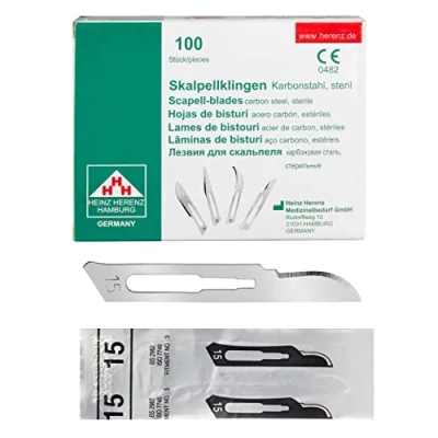 Afbeelding van Shehadeh 100 stuks scalpelmesjes figuur 15 voor scalpelhouder nr. 3 afzonderlijk steriel verpakt