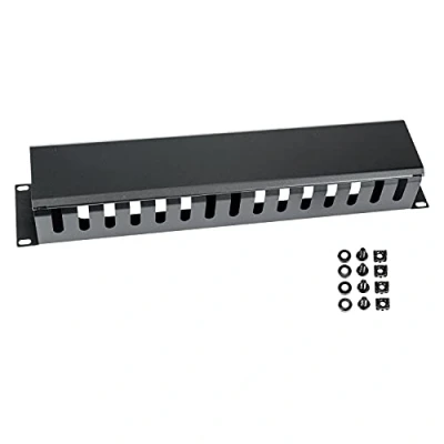 Afbeelding van HMF 65452 02 Kabelmanagement met afdekking voor serverkast 19 inch 2 HE Zwart