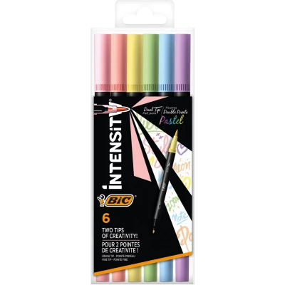 Afbeelding van Bic viltstift Intensity Dual tip, etui van 6 stuks, pastel 12 stuks