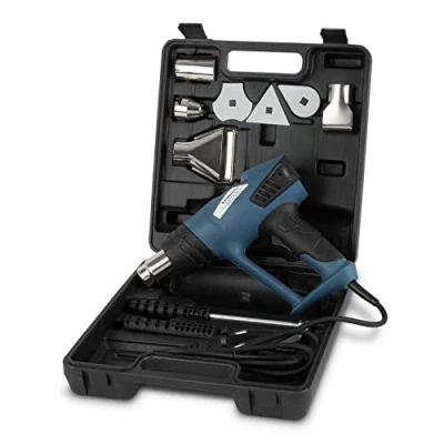 Afbeelding van EBERTH thermisch Pistool, heteluchtpistool, elektrisch 2000W, LCD display, instelbare temperatuur tussen 80C en maximaal 600C, pistool met koffer, 4 spatels mondstukken, Professioneel