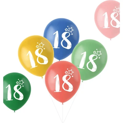 Afbeelding van Folat ballonnen Retro 18 Jaar Meerkleurig 33 cm 6 stuks