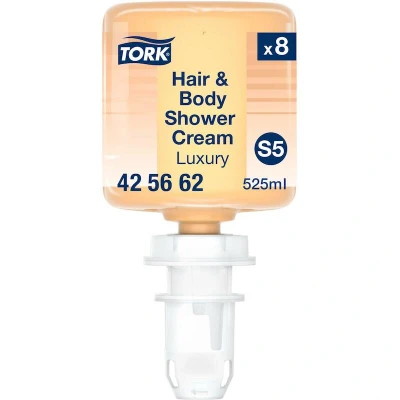 Afbeelding van Tork Luxe Hair &amp; Body Mini Douchecrème S5, 3 in 1 Shampoo, Conditioner en Douchegel, x 525 ml, 425662