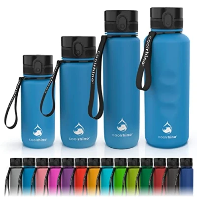 Afbeelding van coolrhino Drinkfles Sport Water Bidon Waterfles 650ml / 1l 1,5L met Tijdmarkering Lekvrij Fitness Outdoor Hardlopen BPA Vrij Herbruikbaar Duurzaam en Milievriendelijk (Blauw, 1500ml)