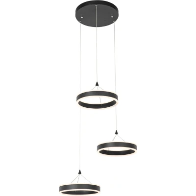 Afbeelding van QAZQA Hanglamp zwart rond incl. LED 3 staps dimbaar lichts Lyani