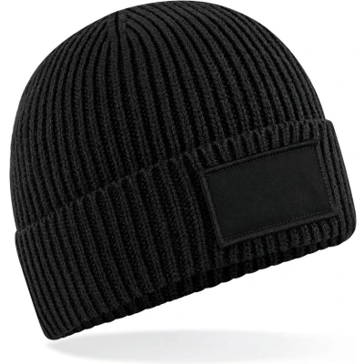 Afbeelding van Beechfield Trendy muts met patch B442R Black