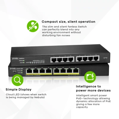 Afbeelding van Zyxel GS1915 8 Managed L2 Gigabit Ethernet (10/100/1000) Zwart