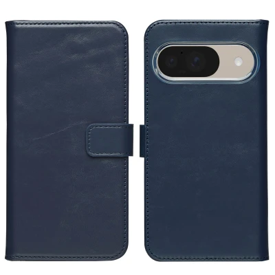Afbeelding van Google Pixel 10 Pro Hoesje Echt leder Selencia Bookcase Blauw Telefoonhoesje