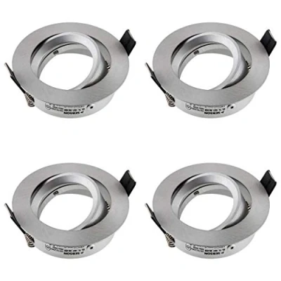 Afbeelding van SEBSON 4x Inbouwspot Zwenkbaar incl. GU10 Fitting (LED/Halogeen) Boorgat Ø75mm, Zilver Mat Aluminium, Plafondspot Ø84x25mm