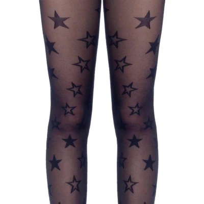 Afbeelding van Trendy kinderpanty met sterren, zwart, maat 146 152 (in verpakking).