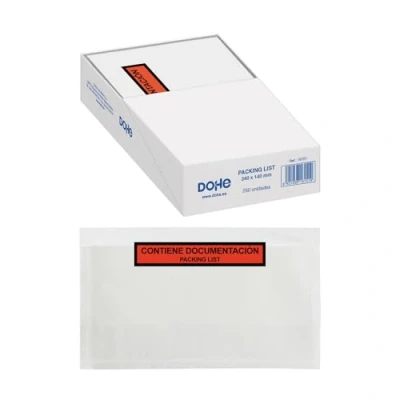 Afbeelding van Dohe Verpakkingslijst, enveloppen, 240 x 140 mm, 250 stuks, documententas en zelfklevend, kantoorbenodigdheden