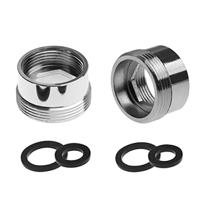 Afbeelding van 2 stuks metalen kraanadapters 24 mm binnendraad op 22 buitendraad messing kraanbeluchter aansluiting voor badkamer keuken