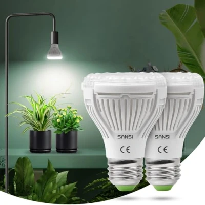 Afbeelding van SANSI Led plantenlamp voor binnen met volledig spectrum, 10 W (equivalent aan 150 W), E27 groeilamp planten, groei, bloei, vruchtvorming, 2 stuks