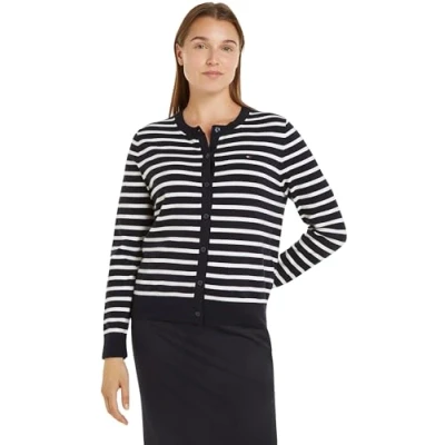 Afbeelding van Tommy Hilfiger Dames Co Jersey Stitch Cardigan Sweater, Medium Grijs Hei, XL
