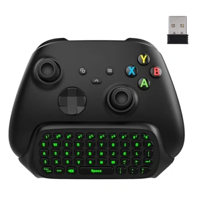 Afbeelding van Moko Green Backlight Chatpad for Xbox One Controller, Series X/S, 2.4G Receiver Wireless Message Keyboard Keypad with Headset/Audio Jack One/One S/Elite/2 Black