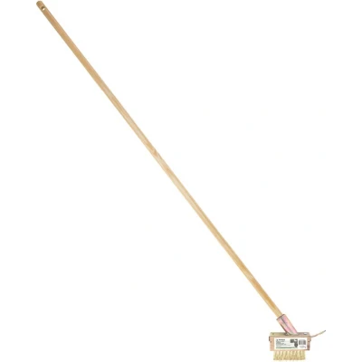 Afbeelding van Onkruid borstel / voegen krabber messing 3 rijen met steel en schraper 140 cm Onkruidkrabbers